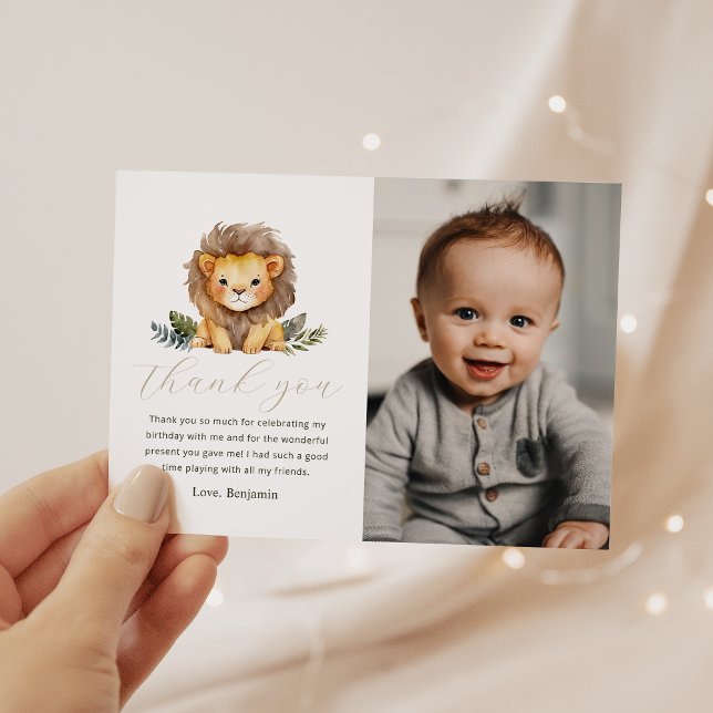 Lion Wild One Birthday Foto Vielen Dank Einladung (Von Creator hochgeladen)