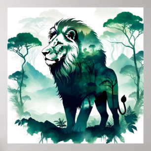 Lion Wildlife Animal Nature Umwelt Dschungel Kunst Poster