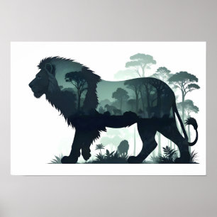 Lion Wildlife Animal Nature Umwelt Dschungel Kunst Poster
