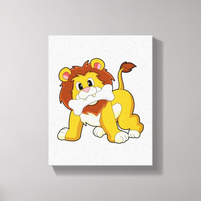 Lion with Bone Leinwanddruck (Vorderseite)