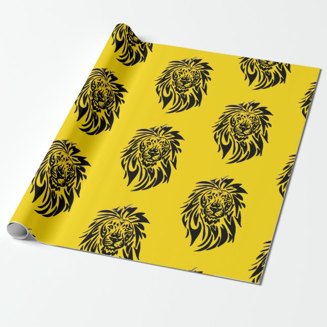 Lion - Wrapping paper - Yellow Geschenkpapier (Ungerollt)