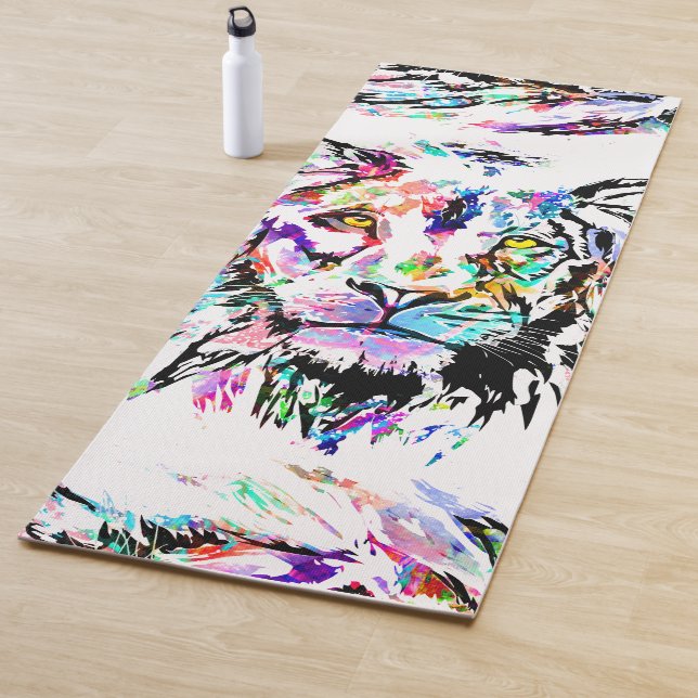 Lion Yoga Mat | Farblich Zeichnend | Abstrakte Kun Yogamatte (Beispiel)
