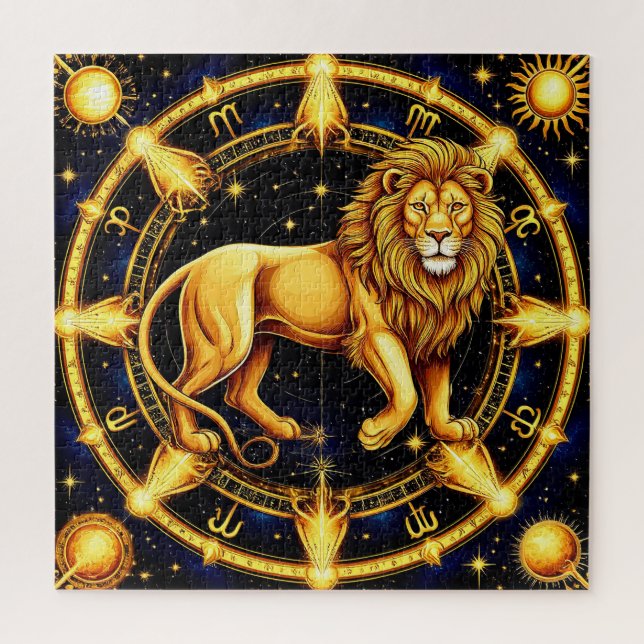 Lion Zodiac Symbol über Celestial Starry Backgroun (Vertikal)