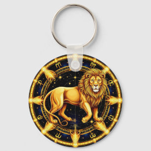 Lion Zodiac Symbol über Celestial Starry Backgroun Schlüsselanhänger