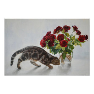 Lionel, die Katze und die Rose - Kunst Poster