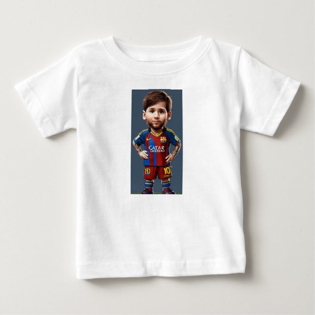 Lionel Messi niedlicher Baby-Cartoon Realistisch g Baby T-shirt (Vorderseite)