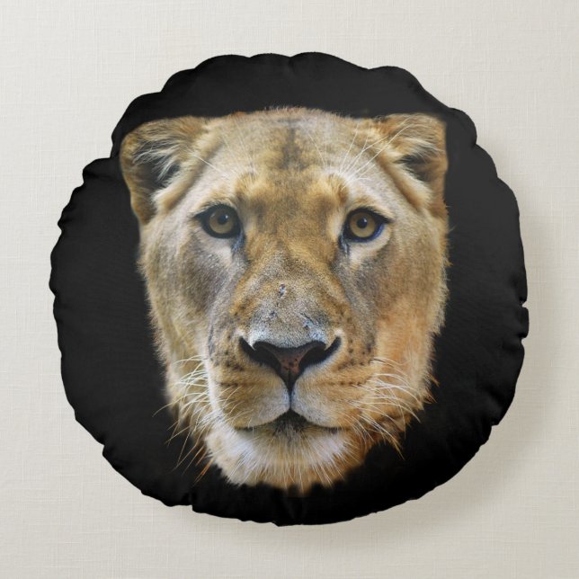 Lioness aus Afrika Rundes Kissen (Vorderseite)