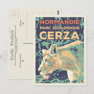 Lioness, Cerza Zoological park in Normandie Frankr Postkarte