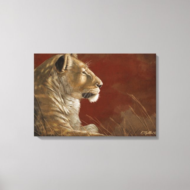 Lioness in der digitalen Shade-Malerei Leinwanddruck (Vorderseite)