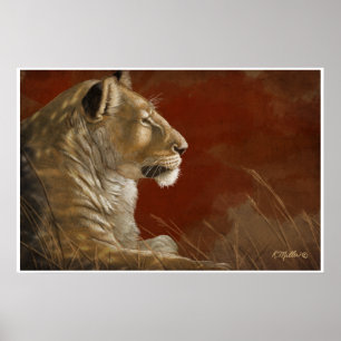 Lioness in der digitalen Shade-Malerei Poster
