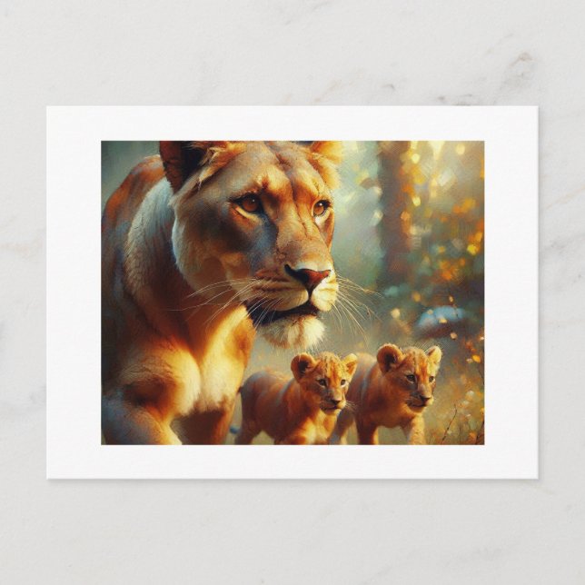 Lioness mit Cubs, Postkarte (Vorderseite)