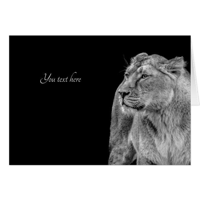 Lioness-Note-Karte Schwarz-weiß anpassbar (Vorderseite (Horizontal))