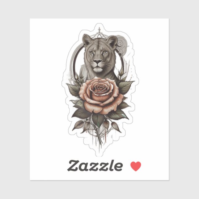 Lioness und Rose Aufkleber (Blatt)