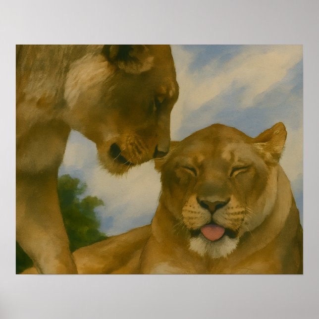 Lioness Unternehmen im goldenen Licht Poster (Vorne)