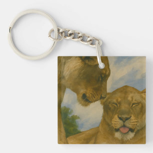 Lioness Unternehmen im goldenen Licht Schlüsselanhänger