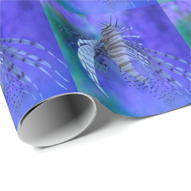 Lionfish Aquarium Lila Pterois Zebrafish Geschenkpapier (Rolleneckpunkt)