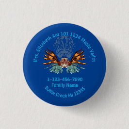 Lionfish Cartoon Lost Family Zuhause-Adresse Button