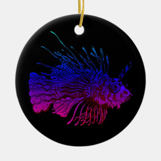 Lionfish farbenfroher Löwenfisch Übersee Felsentau Keramik Ornament (Vorne)