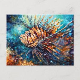 Lionfish in Expressive Ocean Oil Painting Postkarte