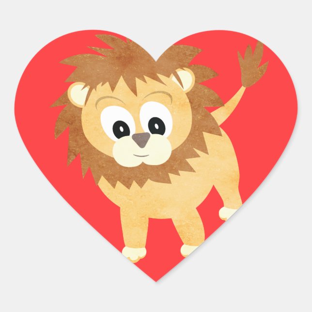 Lionhered Baby Lion Cub Herz-Aufkleber (Vorderseite)