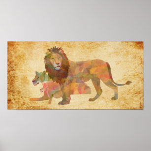 Lions 3D-Artworks-Poster Poster