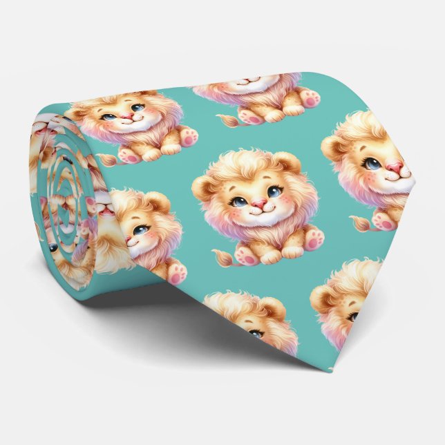 Lions Adorable Kawaii Niedlich Neck Tie Krawatte (Gerollt)