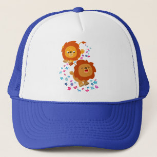Lions De Cartoon Mignons Dans Le Casquette De Jard