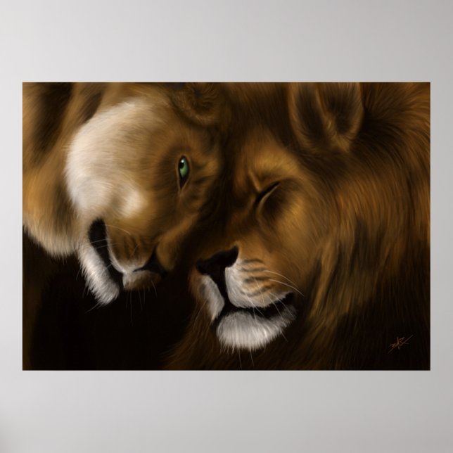 Lions - Digital Painting Poster (Vorne)