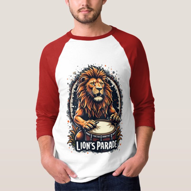 Lion's Drum Parade lustige Kunst : Majestic Lion P T-Shirt (Vorderseite)