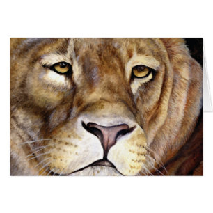 Lions face à la carte d'art de peinture animal