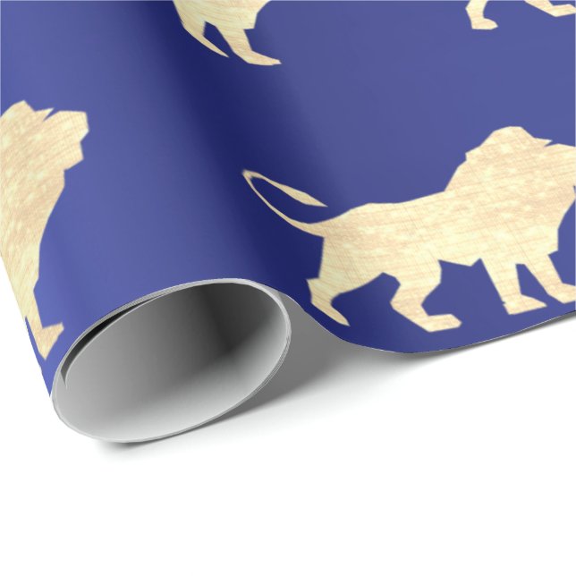 Lions Foxier Gold Glam VIP Metallic Sapphire Blue Geschenkpapier (Rolleneckpunkt)