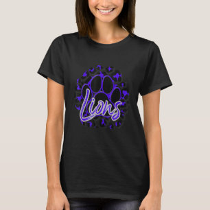 Lions Lila Black Cheetah School Sportfans T-Shirt