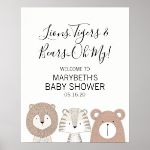 Lions Tigers Bears Animal Baby Dusche Begrüßungsze Poster