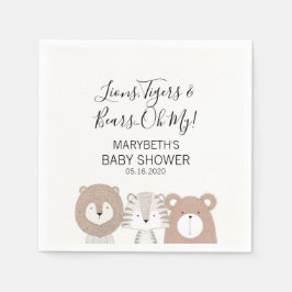 Lions Tigers & Bears Animal Baby Dusche Napkins Serviette