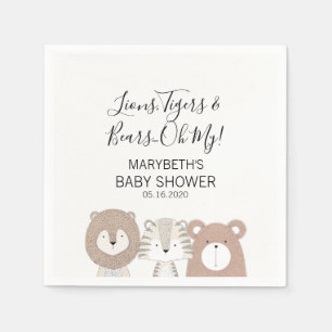 Lions Tigers & Bears Animal Baby Dusche Napkins Serviette