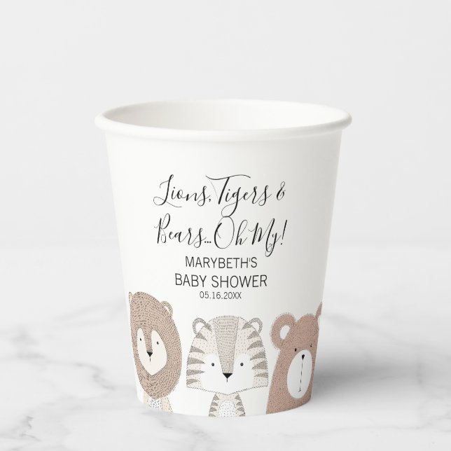 Lions Tigers & Bears Animal Baby Dusche Pappbecher (Vorderseite)