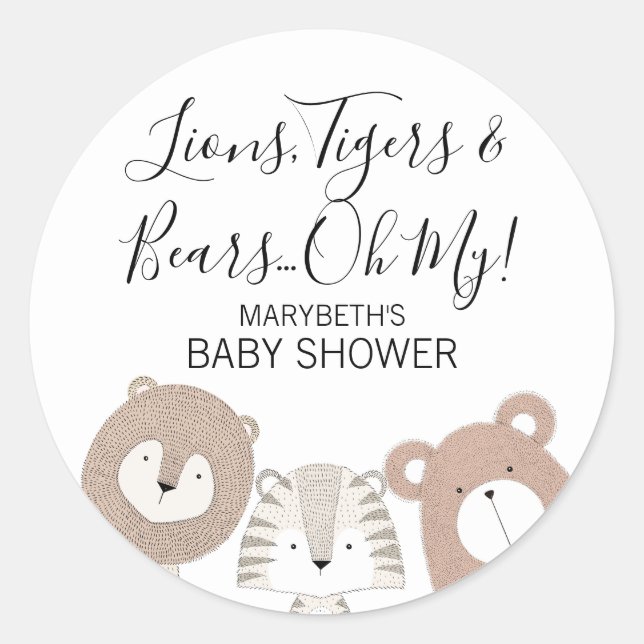 Lions Tigers & Bears Animal Baby Shocker Runder Aufkleber (Vorderseite)