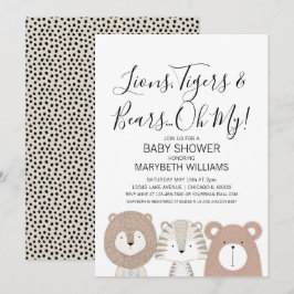 Lions Tigers & Bears Animal Baby Shooting Party Ca Einladung