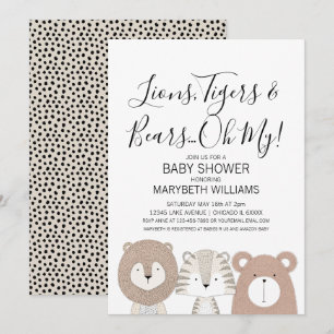 Lions Tigers & Bears Animal Baby Shooting Party Ca Einladung
