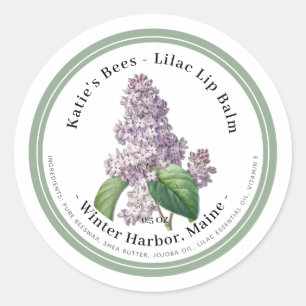 Lip Balm Label mit Lilac Blume Illustration Runder Aufkleber