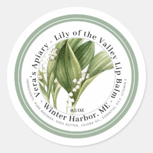 Lip Balm Label mit White Lily of Valley Blume Runder Aufkleber
