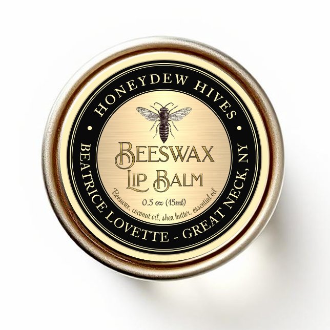 Lip Balm Label Queen Bee Metallic Gold und Black Runder Aufkleber (Von Creator hochgeladen)