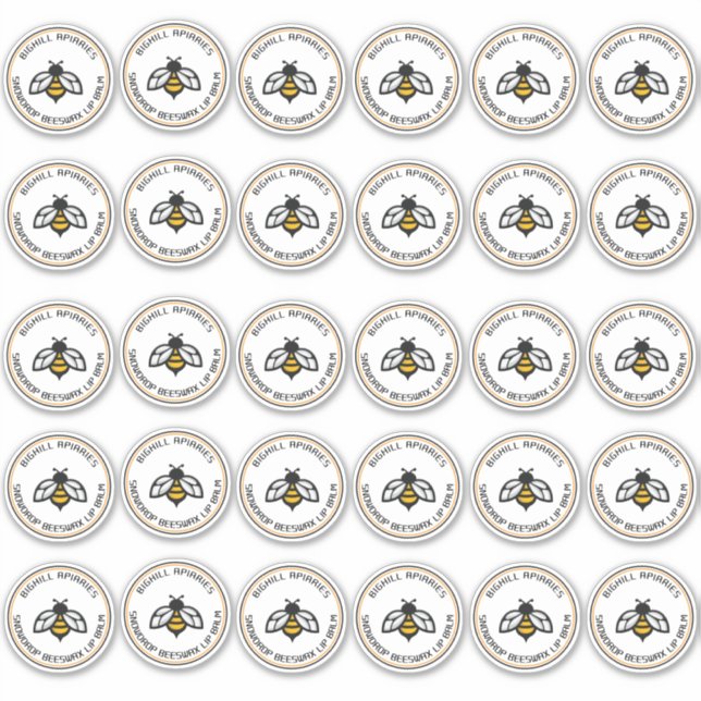 Lip Balm Round Container Aufkleber 30" Biene (Vorderseite)