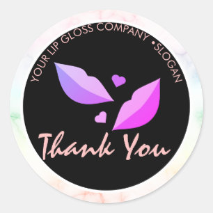 Lip Gloss Business Logo Marmor Regenbogen Runder Aufkleber