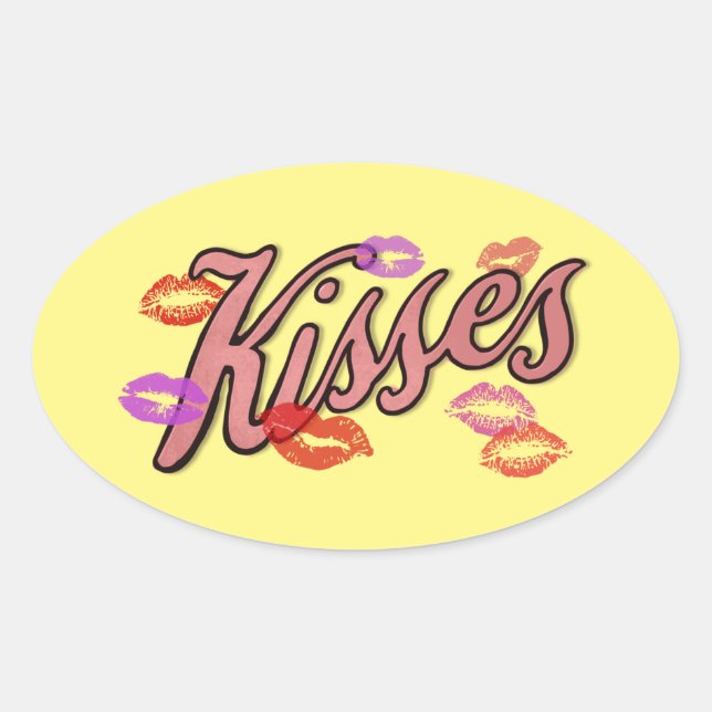 LIP KISSES OVALER AUFKLEBER (Vorderseite)