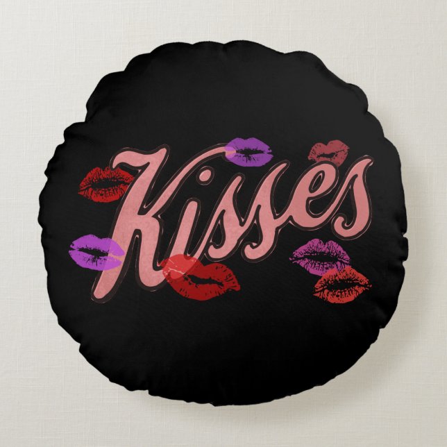 LIP KISSES RUNDES KISSEN (Vorderseite)