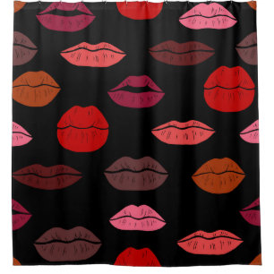 Lip print, rosa Küsse. Duschvorhang