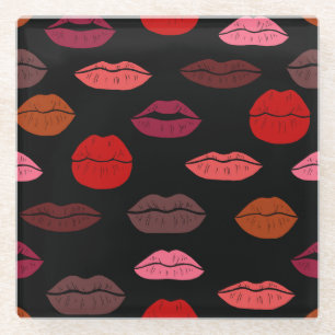 Lip print, rosa Küsse. Glasuntersetzer