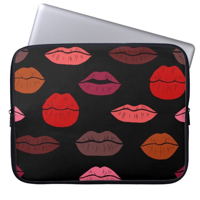 Lip print, rosa Küsse. Laptopschutzhülle (Vorderseite)