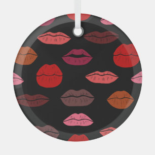Lip print, rosa Küsse. Ornament Aus Glas